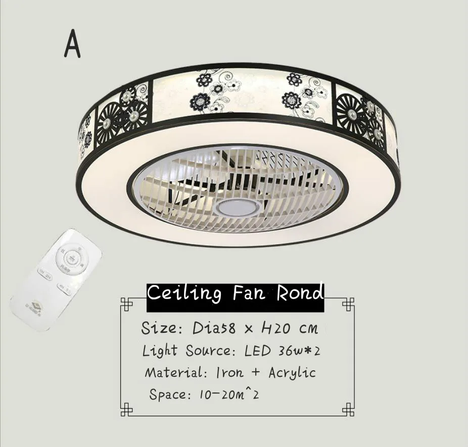 Китайский веер свет Спальня исследование Гостиная светодиоидное Освещение Современный простой потолочный Люстра-вентилятор - Цвет корпуса: A