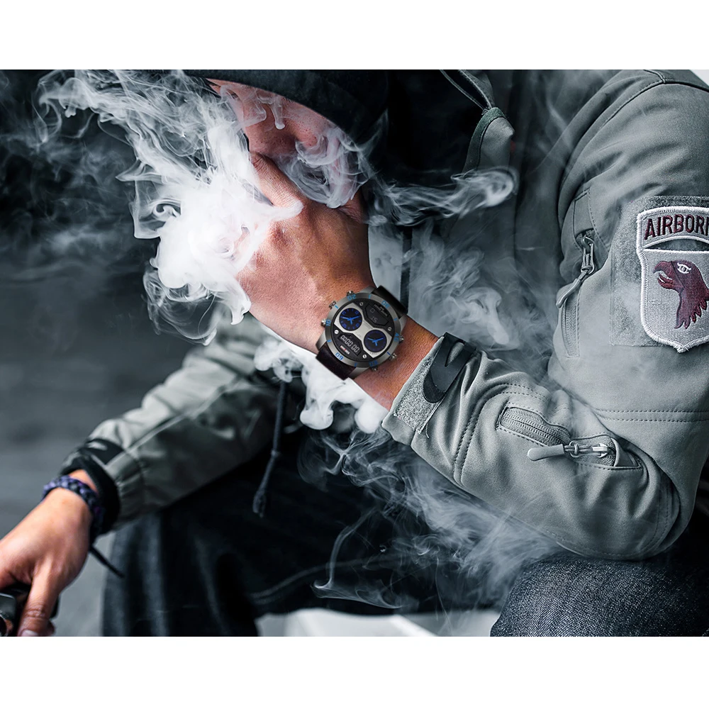

KADEMAN Mens Watch Sports Military Army Multi-function Relogio Masculino Large Dial Leathre Strap Men Watch Quartz Watch Reloj