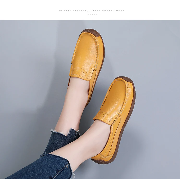 TCEFREK Spring Autumn Shoes Woman Genuine Leather Women's Loafers Slip On Ladies Shoe Square Toe Moccasins Flats Female Sneakers