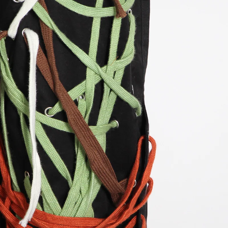 Calças de Rua Femininas e Único Deat Outono Elástico Drawstring Cross Comprimento Total Magro Pés Alta Calças Breasted Jaqueta 2021 14 Calças e capris
