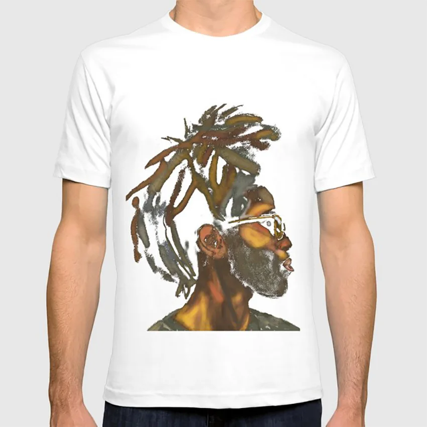 Stacked Locks#MixedMediaPainting T shirt mixed media original art cool art man human portrait face hair glasses