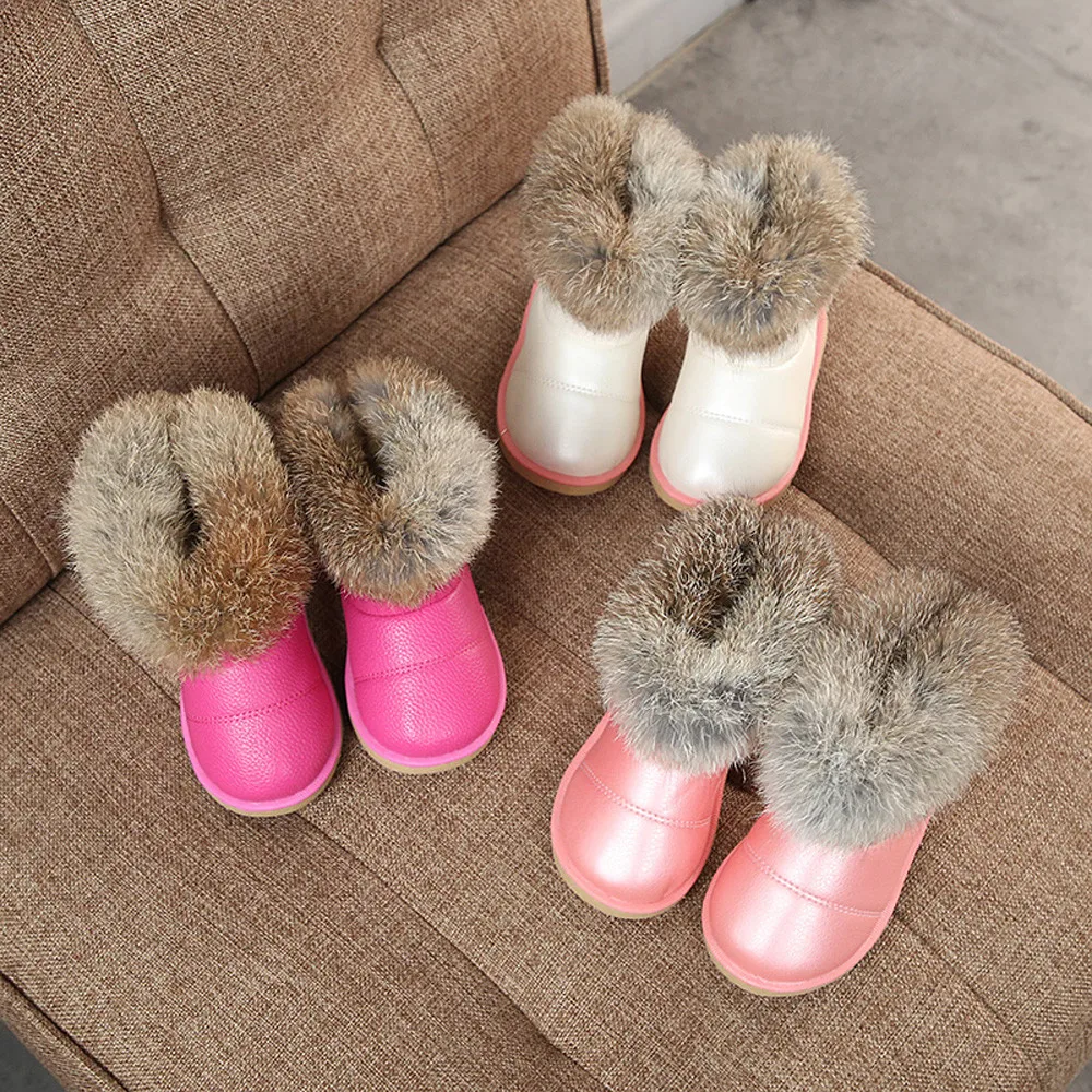 Kids Baby Shoes Infant Boys Girls Child PU Leather Winter Bootie Warm Snow Shoes Hard Rubber Sole Boots Baby Schoentjes Meisje