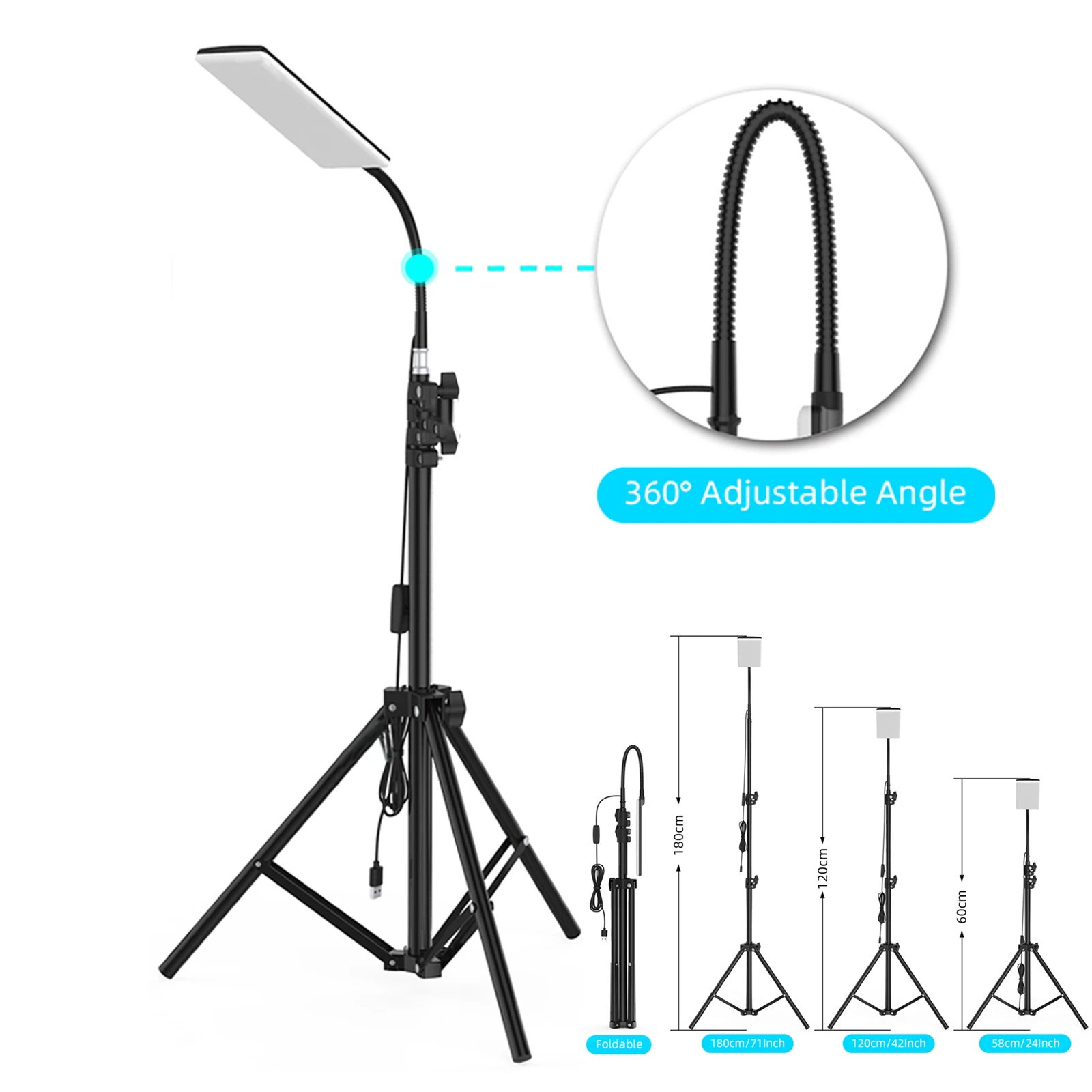 Lámpara para cámara de Selfie con trípode telescópico, 84 luces LED alimentadas USB, altura ajustable, luz de para en vivo|Iluminación novedosa| - AliExpress