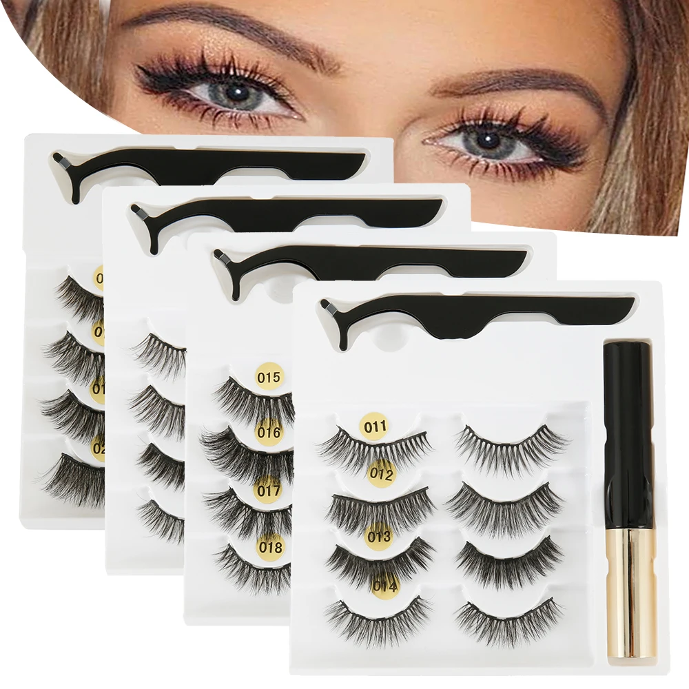 Магнитная подводка для глаз с 4 парами ресницы пинцетом Длинные Ресницы Набор 5