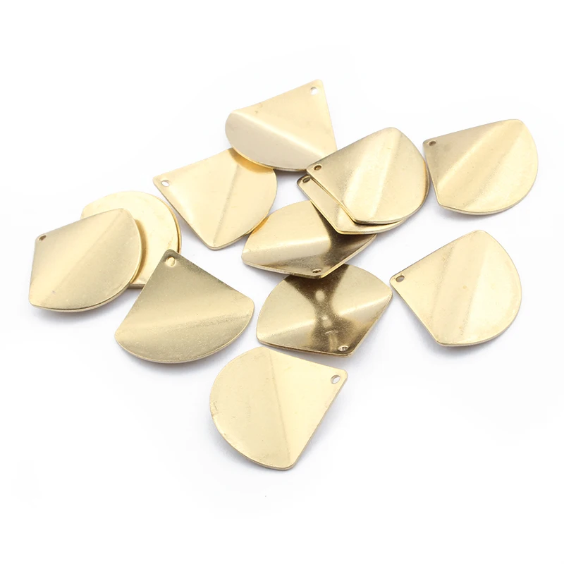 20pcs Raw Brass Quarter Round Fan shaped Charms Pendant DIY Earrings Bracelet Jewelry Fingdings Engraving Supplies Making | Украшения и