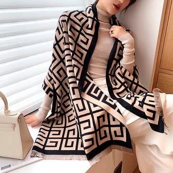 

Women Double sided Pashmina Cashmere-like Scarf Winter Warm Fine Tassels Scarf Oversize Shawl Fashion Shawl Scarves new 2020