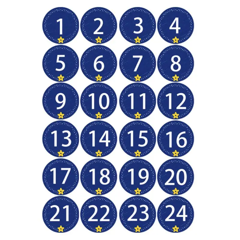 

24Pcs Advent Christmas Calendar Filling Candy Bag with Number German Stickers 72XF