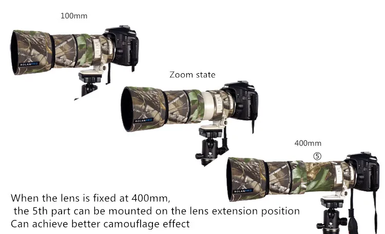 Линзы rolanpro Камуфляжный Плащ дождевик для Canon EF 100-400 мм f4.5-5,6 L IS USM защитный чехол для объектива Canon SLR объектив камеры