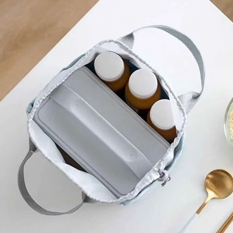Еда хранения Bento Box Drawstring Рабочая уличная сумка для ланча Tote Путешествия пикника портативный Печатный изолированный охладитель взрослых студентов