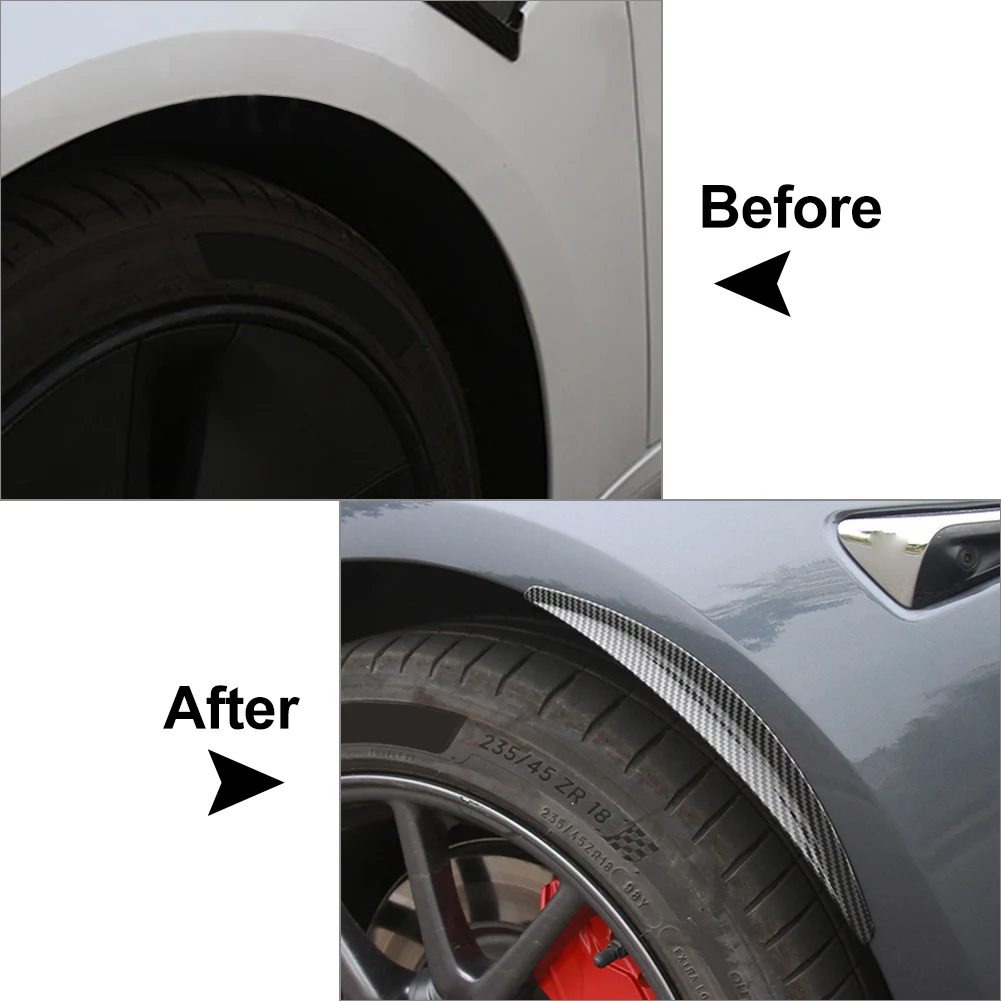 4Pcs/Set Car Wheel Eyebrow Arch Trim Side Fender Flare Strip For Tesla Model 3 2017 2018 2019 2020 2021