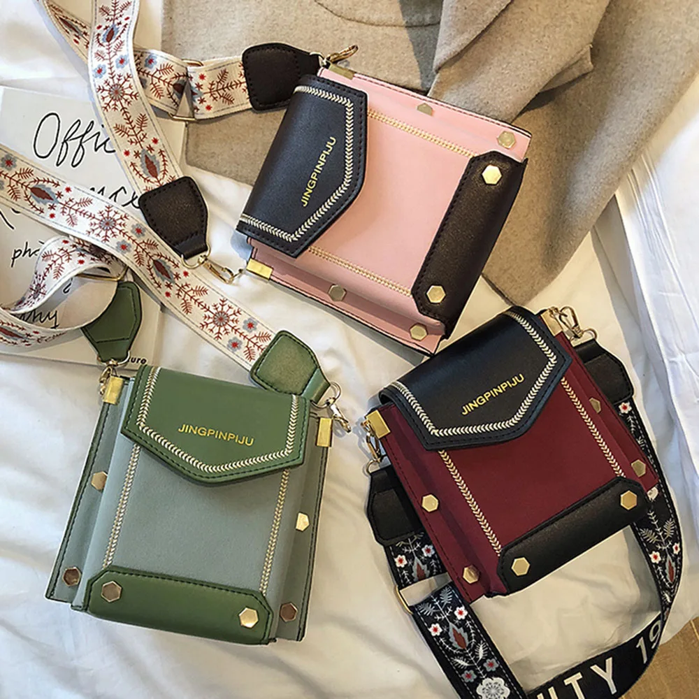 

Contrast Color PU Vertical Square Ladies Handbag With Telescopic Handle Suitable For Ladies Diagonal Bag Shoulder Bag