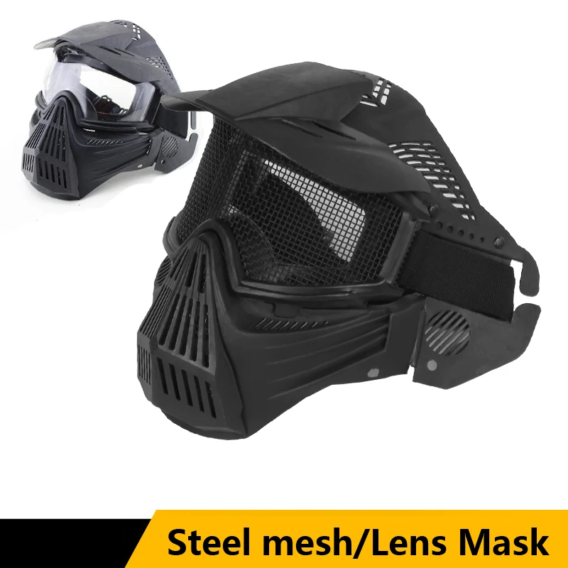 

Outdoor Equipment Full Face Protection, Live-action CS Tactical Field Shading PC Lens, Steel Wire Cycling Mask