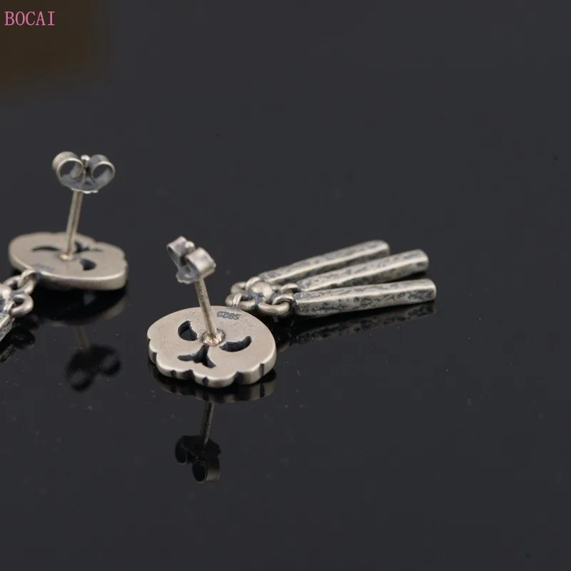 Серебряное серебро s925silver старинный процесс немой светильник женский деньги богатства и честь Цветы кисточкой серьги