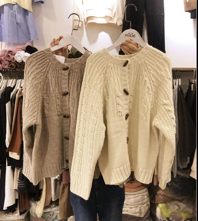 SuperAen Korean Style Women Sweaters Coats Autumn New Solid Color Ladies Sweaters Round Neck Knit Tops Women