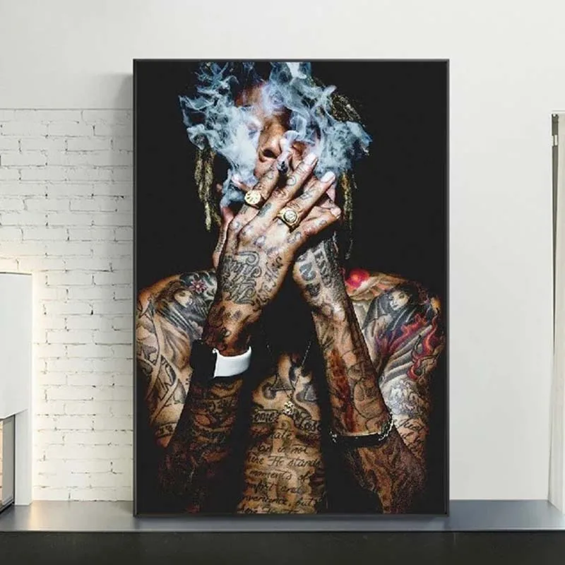 

Wiz Khalifa Rap Music Hip-Hop Art Fabric Poster Print Wall Pictures For living Room Decor canvas painting posters and prints