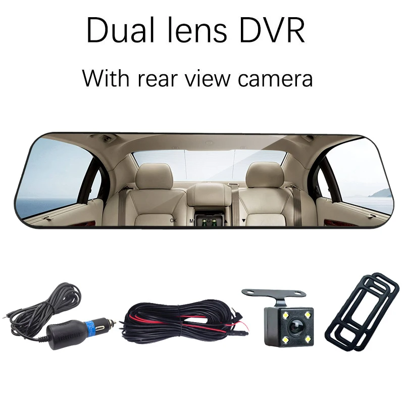 Dual Lens DVR VIPI Dash Cam, зеркало, Автомобильный видеорегистратор, зеркало, двойная камера, двойная камера, s зеркало, Dashcam, Full HD Dash камера, автомобильная видеокамера, Автомобильные видеорегистраторы - Название цвета: Dual Lens DVR