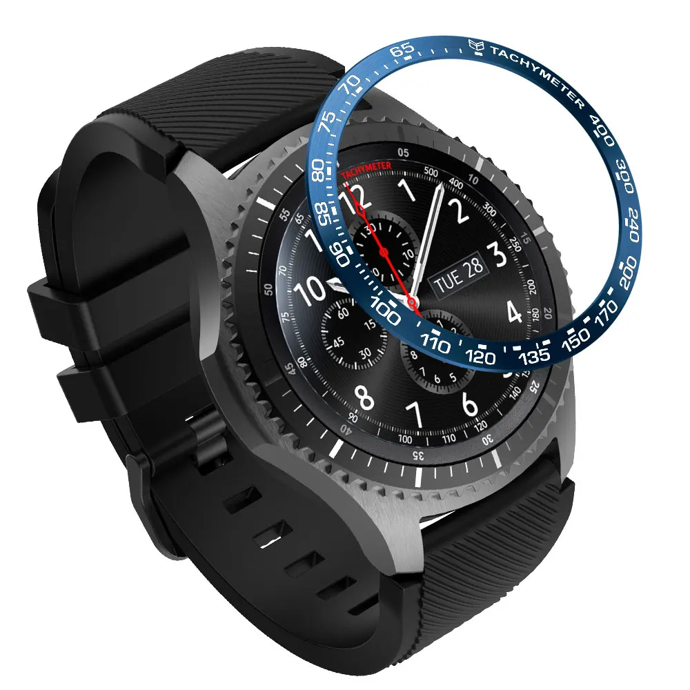 Часы с циферблатом кольцо для samsung gear S3 Frontier/galaxy Watch 46 мм чехол для укладки клеющаяся крышка против царапин защитное кольцо - Цвет: B Blue