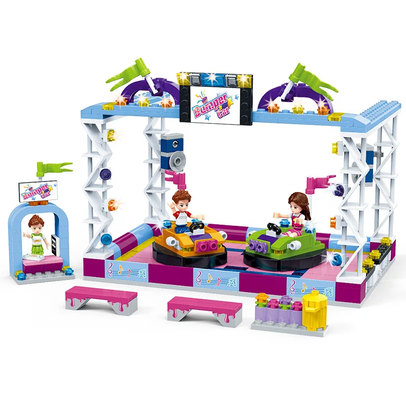 

312pcs City Girls compatible Friend amusement park Bumper Car kits Building Blocks Sets Kids Bricks figure Toys Children Gifts