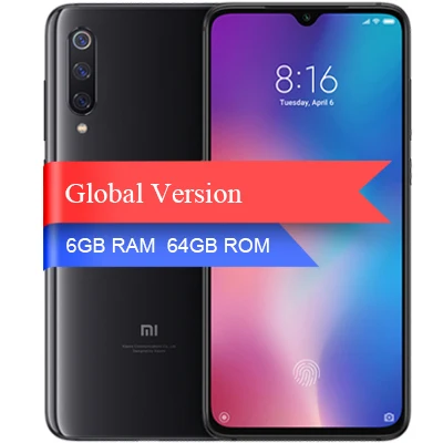 Глобальная версия Xiaomi Mi 9 6 ГБ 64 Гб мобильный телефон Snapdragon 855 Восьмиядерный 6,3" AMOLED полноэкранный 48MP задняя камера смартфон - Цвет: Black 64G