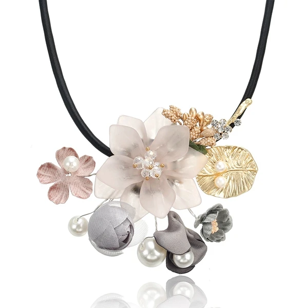 Женское пряжа цветок ожерелье с имитацией жемчуга для женщин массивное ожерелье s& Кулоны Новая мода ювелирные изделия для подарков SP486 - Окраска металла: BEIGE