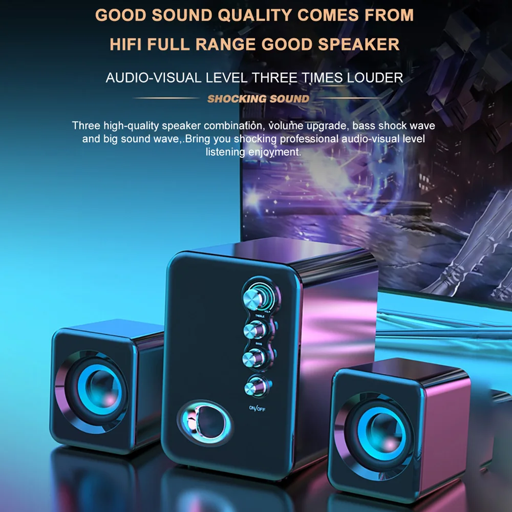 Computer Audio USB 2.1 Multimedia Bluetooth Overweight Subwoofer Desktop Home Speaker Wired Universal Audio