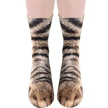 

2019 NEW 3D Print Animal Foot Hoof Paw Feet Crew Socks Adult Digital Simulation Socks Unisex Tiger Dog Cat Socks