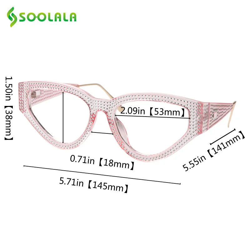 SOOLALA, Шикарные очки для чтения «кошачий глаз», женские с футлярами, оправа для очков, женские очки для пресбиопии+ 0,5 0,75 1,0 1,25 1,5 до 4,0