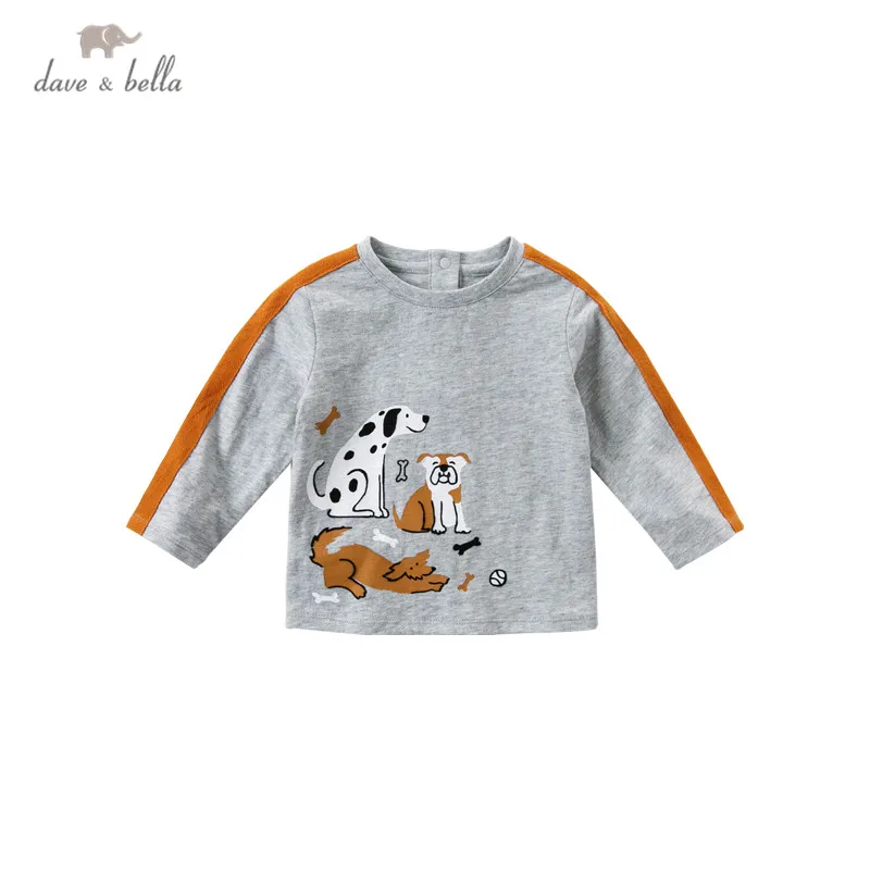 DBA14649 dave bella/Осенняя красивая футболка в полоску с рисунком для маленьких