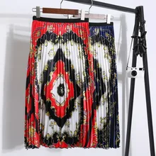 Зимняя плиссированная юбка с буквенным принтом в европейском и американском стиле юбка с геометрическим узором на талии Jupe Christmas