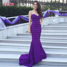 Простые фиолетовые Вечерние платья русалки Сексуальное Милое сатиновое Бальное Платье Vestidos De Fiesta De Noche Robe De Soiree