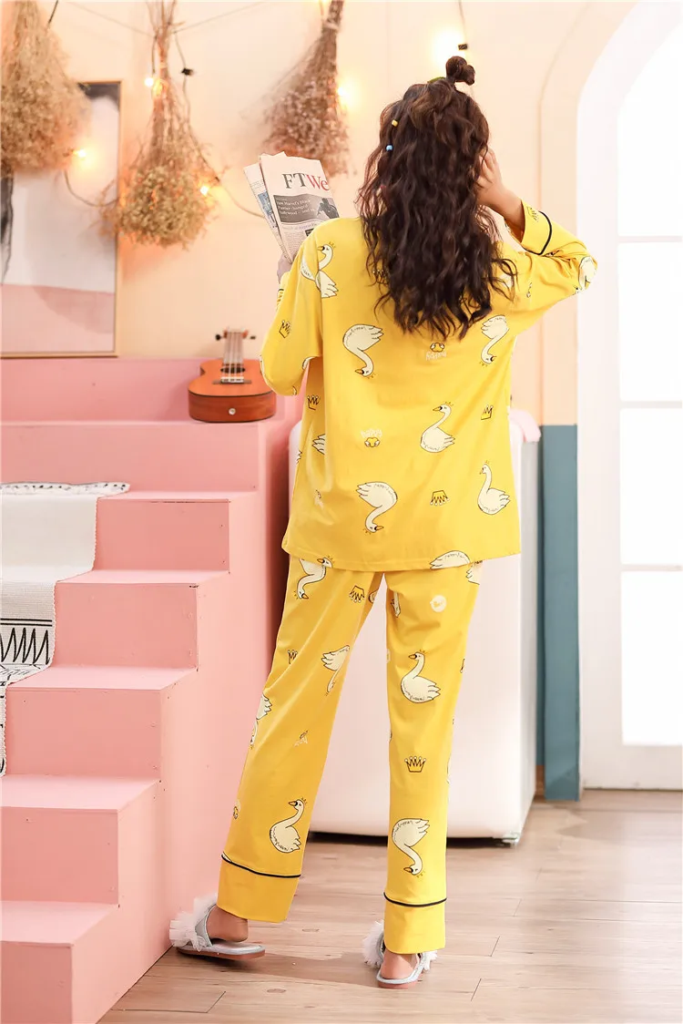 GOGONI/женские пижамные костюмы; милая домашняя пижама с рукавами; удобные пижамы для девочек; Mujer