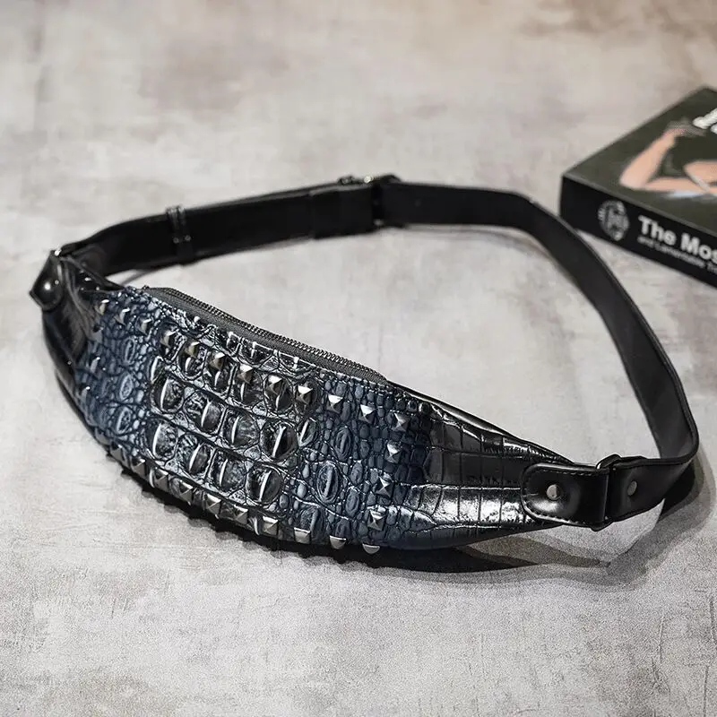 

Men Vintage Men Genuine Leather Crocodile Travel Shoulder Cross Body Messenger Sling Pack Chest Bag