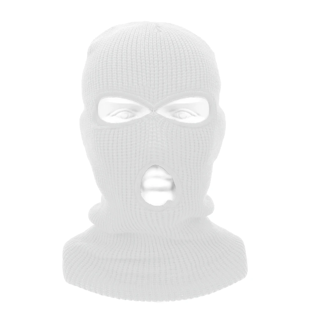 Полный шлем для лица Зимний стрейч лыжный полный FaceMask 3 отверстия Балаклава вязаная шляпа армейская тактическая маска