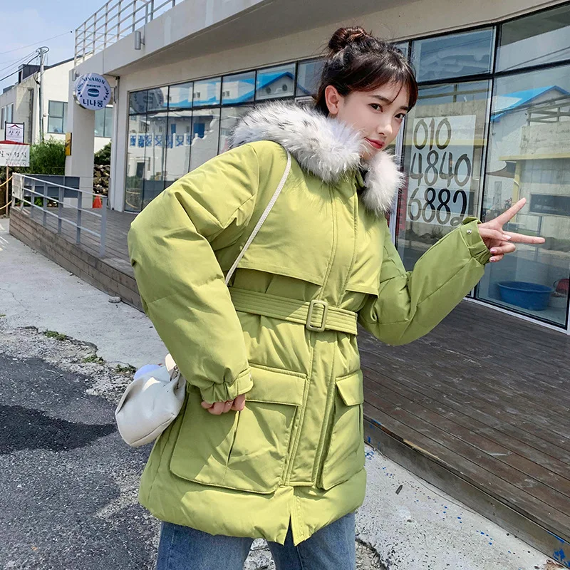 

2019 New Style down Jacket Cotton-padded Clothes Women's Mid-length Fashion Da Mao LEEPAG Overcome Thick Cotton Overcoat