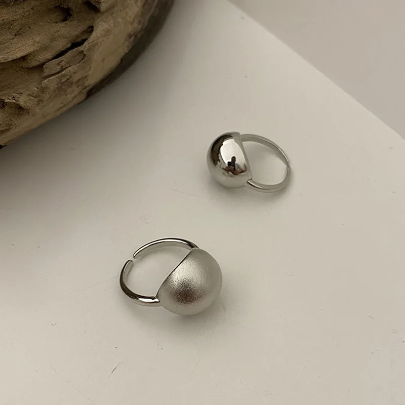 Anello in argento Sterling 925 coreano a forma di palla Vintage
