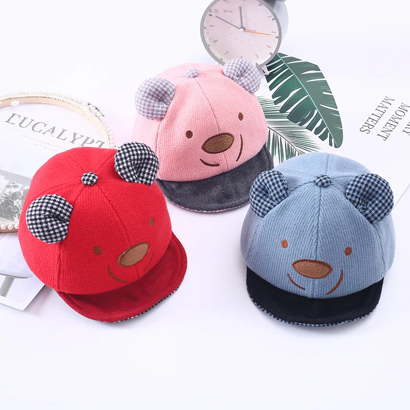 

Baby Bear ruan yan mao Sub-Cartoon Cute Children Autumn & Winter Windproof Flat-brimmed Cap Men And Women Children Baseball Cap