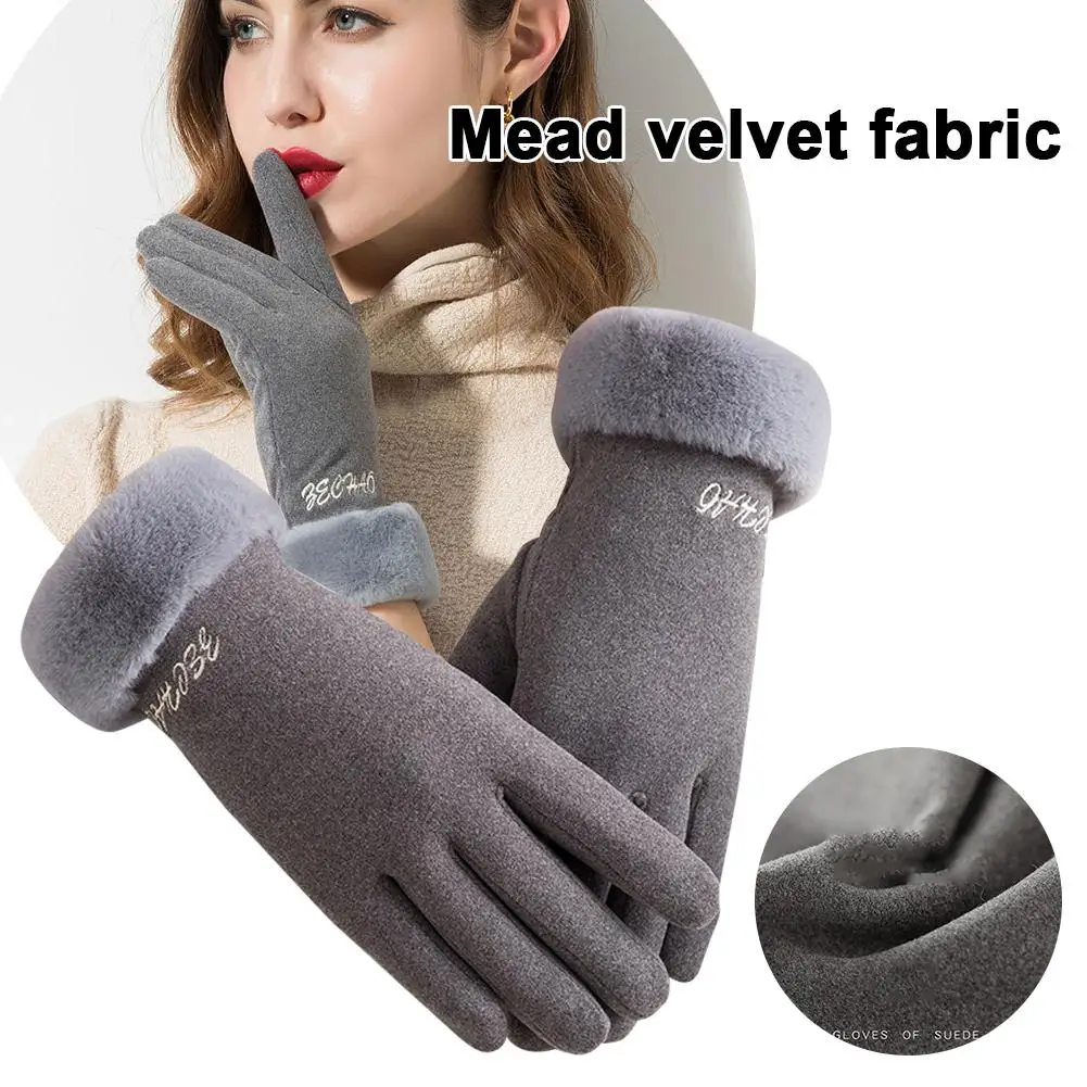 Autumn and Winter Warm Gloves Mead Velvet Double Layer Thickening Gloves for Outdoor Riding