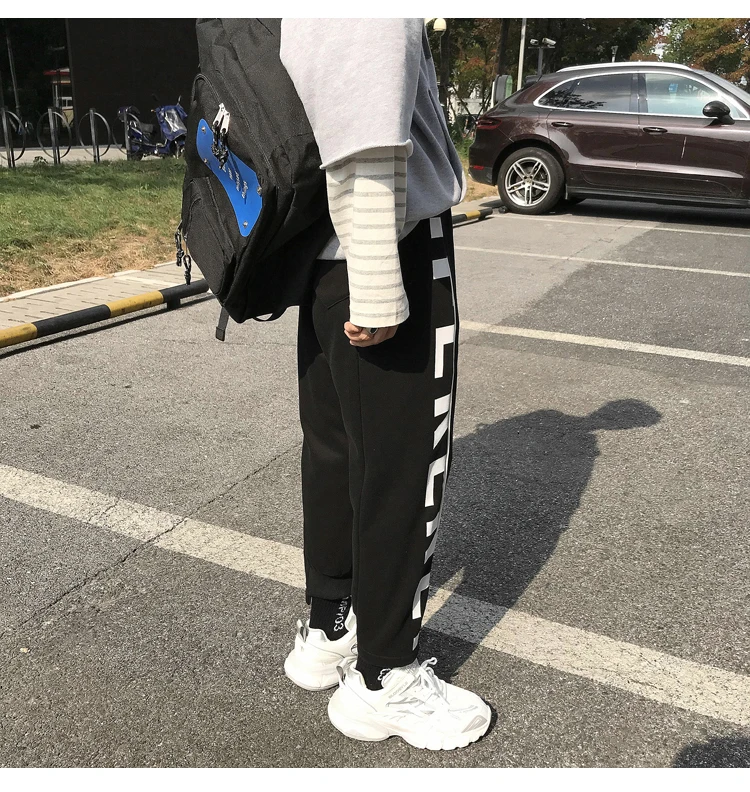 Plus Velvet Thick Joggers Pants Men's Fashion Letters Printed Casual Sweatpants Men Street Wild Hip Hop Loose Trousers Mens