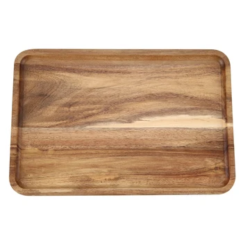 

Acacia Wood Rectangular Solid Wood Pan Fruit Dishes Saucer Tea Tray Dessert Dinner Plate Tableware,20X30cm