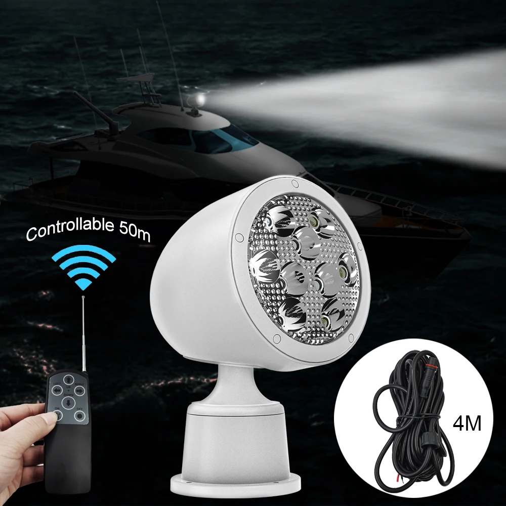 Boat Navigation Lights Rotate Spotlight LED Searchlight Truck Off Road SUV 50M Remote Control 360 Degree 10-30V ANHEART Marine презентер logitech spotlight presentation remote серебристый