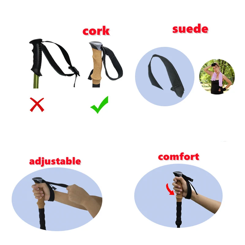 Lighten Up Carbon Fiber or Aluminum AlloyTrekking Poles Collapsible Telescopic Walking Sticks with Cork Handle Ultralight Hiking 5