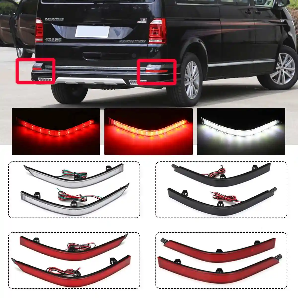 2x Led Stossstange Hinten Reflektor Schwanz Licht Bremse Stop Lichter Umkehr Lampe Fur Vw T6 Tranporter Multivan Caravelle 15 19 Signal Lamp Aliexpress 