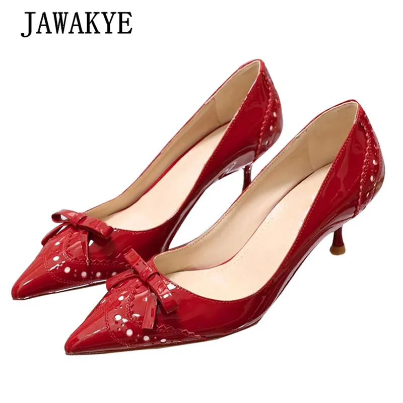 Women Pointy Toe Mary Janes Kitten Heels Bowknot Slip On Shoes Plus Size Pumps