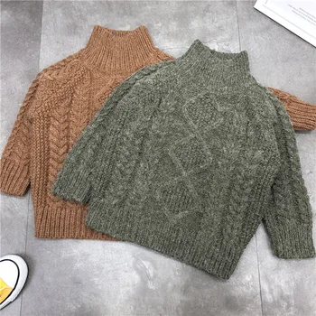 

2019 new boy's temperament wild wool high collar shirt baby Korean version of the wild bottoming shirt