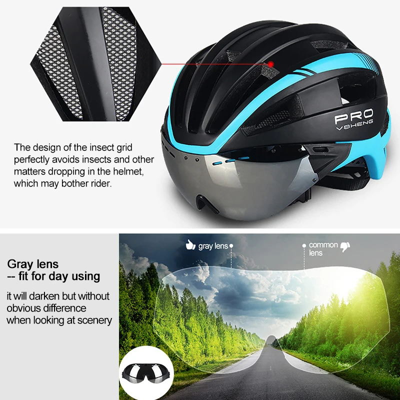 MTP Integrated Lens Cycling Helmet Men Women Safe Cap With Goggles Mountain Bike Helmet MTB Hat Breathable Road Bicycle Helmet