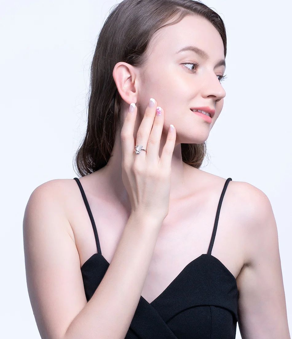 ORSA JEWELS AAAA Циркон Регулируемые кольца на палец лисы 925 пробы с кошачьим глазом ювелирные изделия с камнями вечерние подарки OSR147