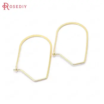

(39053)6PCS Height 33MM 24K Gold Color Brass Earring Hook High Quality Jewelry Making Supplies Diy Findings Accessories
