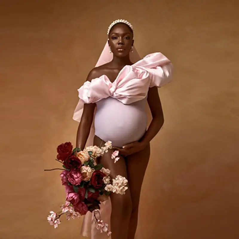 日本ファストファッション通販サイト ピンクのふくらんでいるフラウンススカート 裸の肩のマタニティドレス 妊婦のガウン ベビーシャワー 旬アイテム新作入荷 Off Hashaliach Co Il