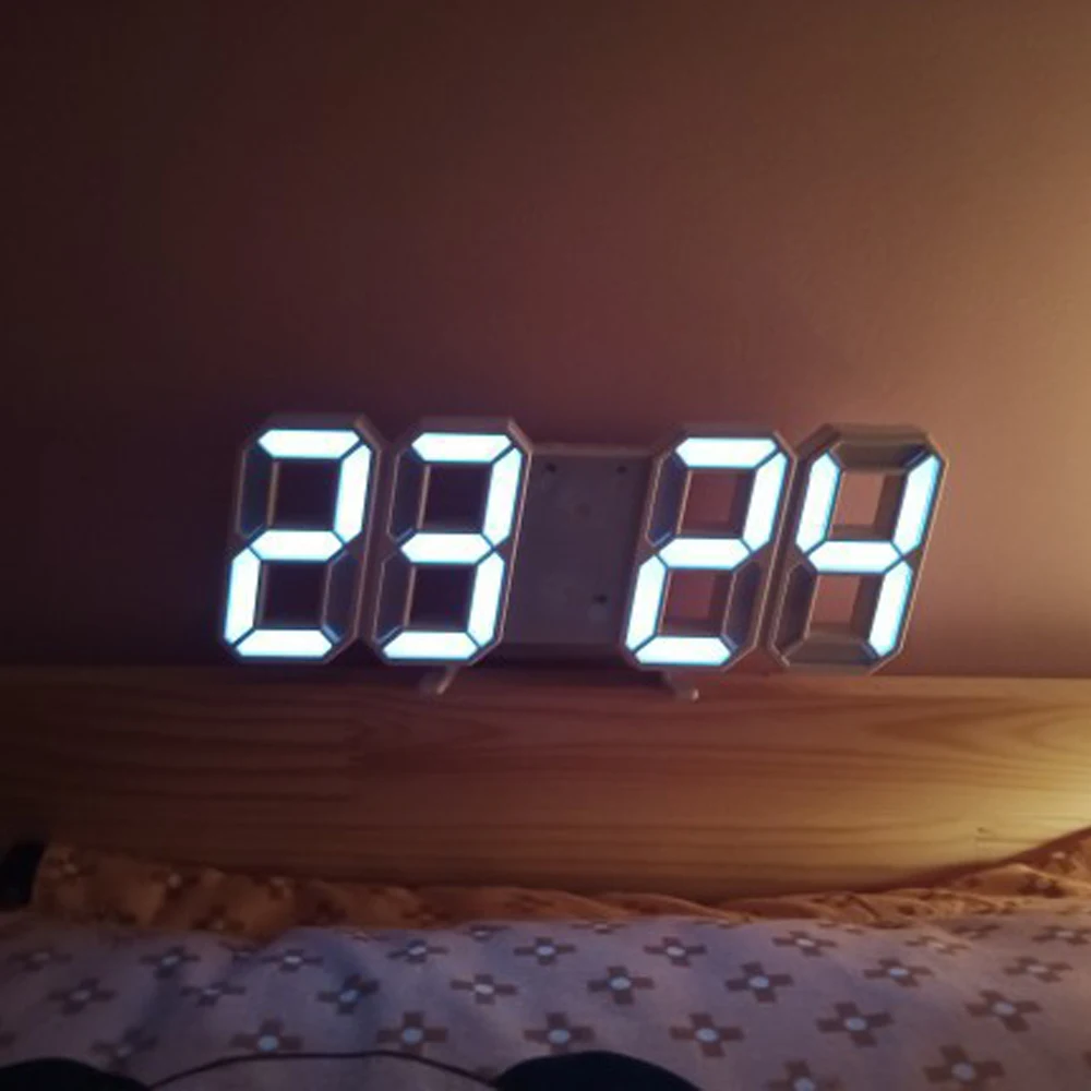 Большие 3D светодиодные цифровые настенные часы с датой Цельсия ночник Дисплей настольные часы будильник для отеля дома гостиной