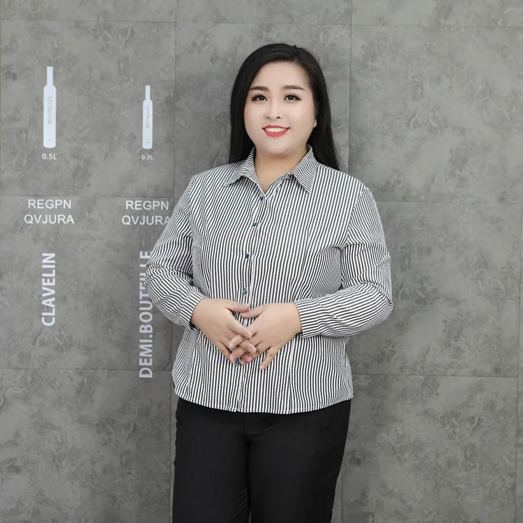 Туника женская Blusas элегантная OL Женская офисная одежда размера плюс 3XL-9XL туника в полоску черно-белые официальные блузки Топы J939